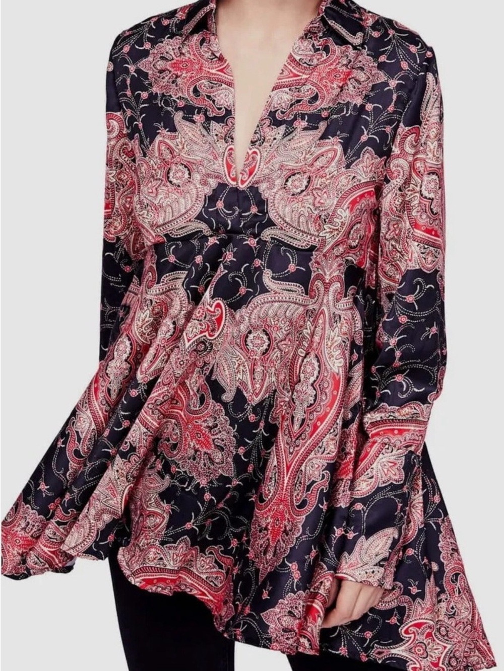 Free People FIELDS OF BUTTERFLIES Tunic Top Shirt Women's Size Small